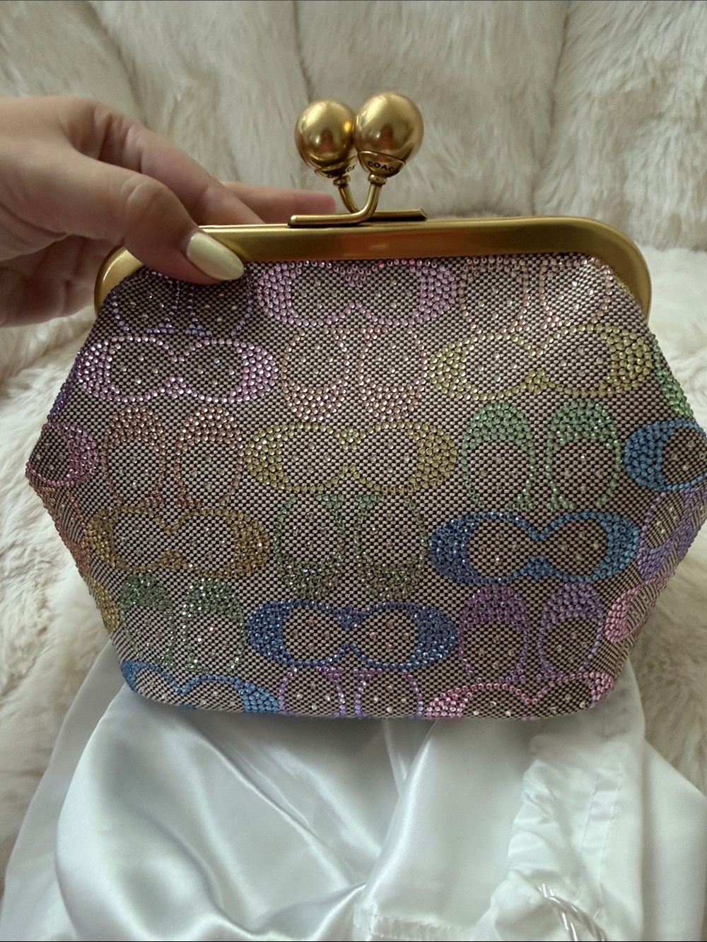 Coach Kisslock Frame Bag 16 In Crystal Signature Jacquard - Picture 8 of 14